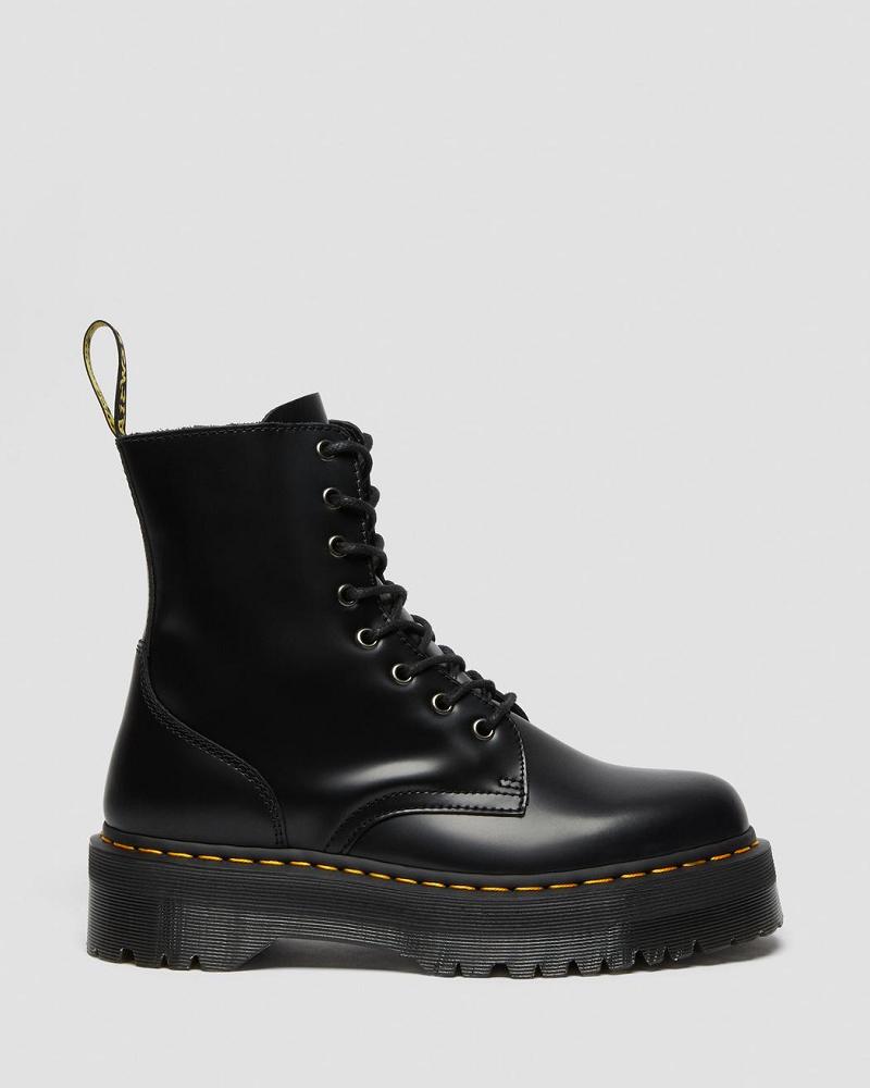 Black Men's Dr Martens Jadon Smooth Leather Platform Boots | CA 562VRW